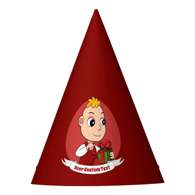 Cute Christmas baby with blonde hair cartoon Party Hat (Front)