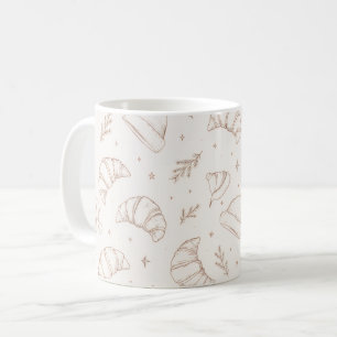 Cute christmas bakery croissant pattern coffee mug