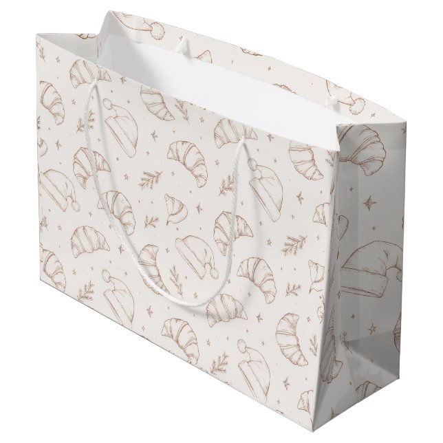 Cute christmas bakery croissant pattern Gift Bag (Back Angled)