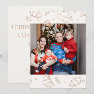 Cute christmas bakery croissant pattern holiday card