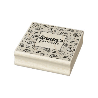Cute christmas bakery croissant pattern rubber stamp