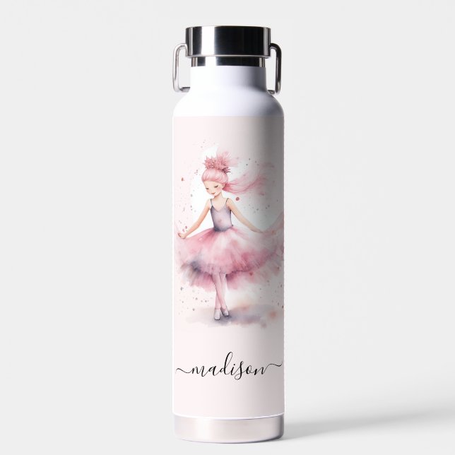 Cute christmas ballerina script name  water bottle (Front)