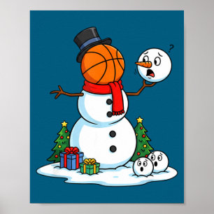 Cute Christmas Basketball Santa Reindeer Elf Poster