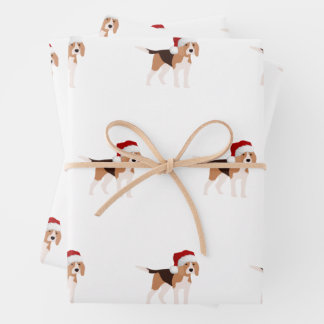 Cute Christmas Beagle Wrapping Paper Sheet