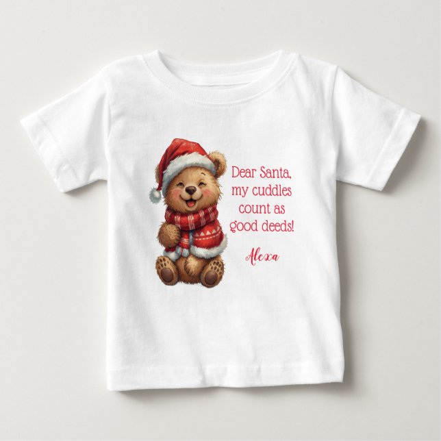 Cute Christmas Bear – Festive Holiday Bear Baby T-Shirt (Front)