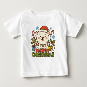 Cute Christmas Bear Illustration  Baby T-Shirt
