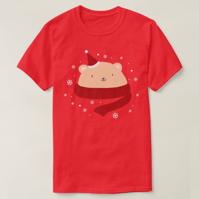 Cute Christmas Bear Winter Snow New Year Premium  T-Shirt (Design Front)