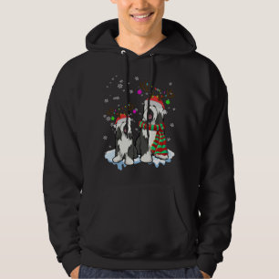 Cute Christmas Bearded Collie Santa Hats Reindeer Hoodie