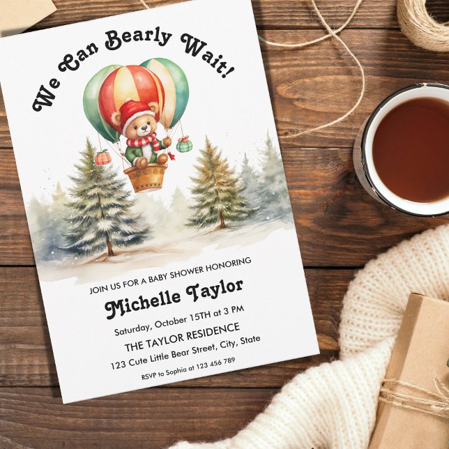Cute Christmas Bearly Wait Winter Baby Shower Invitation (Creator Uploaded)