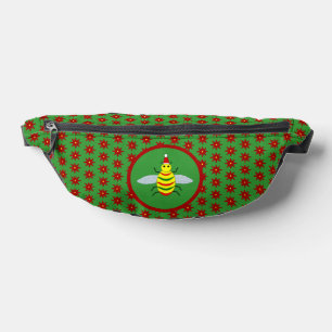 Cute Christmas Bee and Poinsettia Flowers Bum Bags
