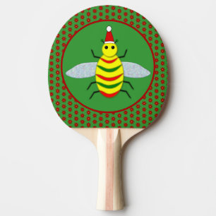 Cute Christmas Bee and Poinsettia Flowers Ping Pong Paddle
