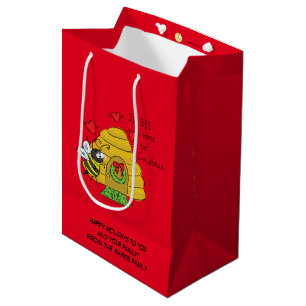 Cute Christmas Bee Funny Holiday Cartoon Medium Gift Bag