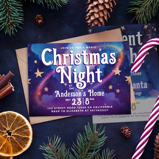Cute Christmas Belive In Magic Night Galaxy Party  Invitation (Creator Uploaded)