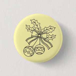 Cute Christmas bell Line Art 3 Cm Round Badge