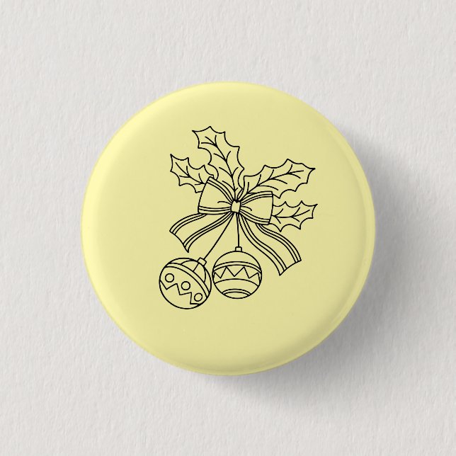 Cute Christmas bell Line Art Button (Front)
