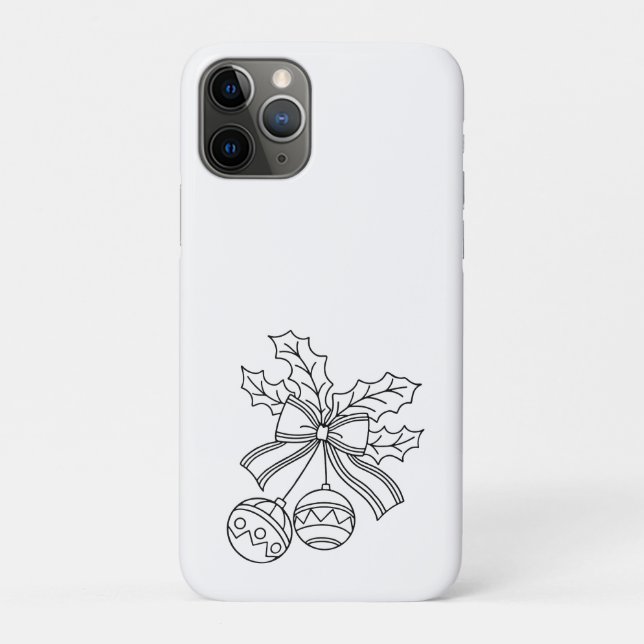 Cute Christmas bell Line Art Button Case-Mate iPhone Case (Back)