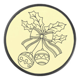 Cute Christmas bell Line Art Hockey Puck
