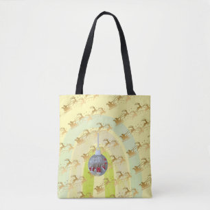 Cute Christmas bell Line Art Tote Bag
