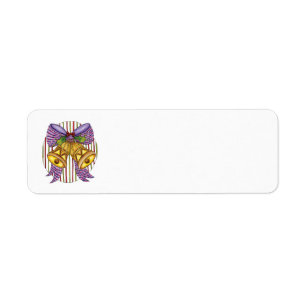 Cute Christmas Bells with a Ribbon Bow and Holly Return Address Label