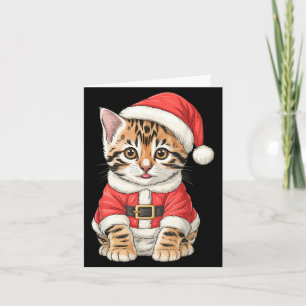 Cute Christmas Bengal Cat Santa Card