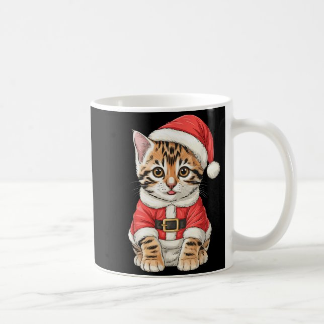 Cute Christmas Bengal Cat Santa  Coffee Mug (Right)