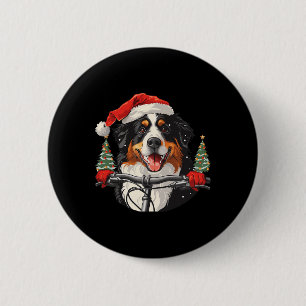 Cute Christmas Bernese Mountain Dog Riding A Bike 6 Cm Round Badge