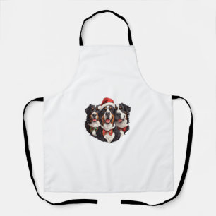 Cute Christmas Bernese Mountain Dogs Santa Hat Hol Apron