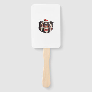 Cute Christmas Bernese Mountain Dogs Santa Hat Hol Hand Fan