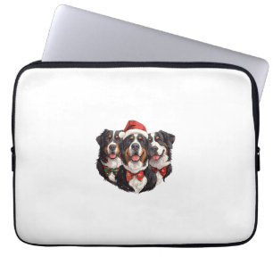 Cute Christmas Bernese Mountain Dogs Santa Hat Hol Laptop Sleeve