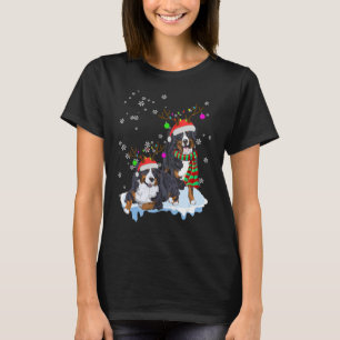 Cute Christmas Bernese Mountain Santa Hats Reindee T-Shirt