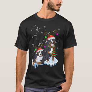 Cute Christmas Bernese Mountain Santa Hats Reindee T-Shirt