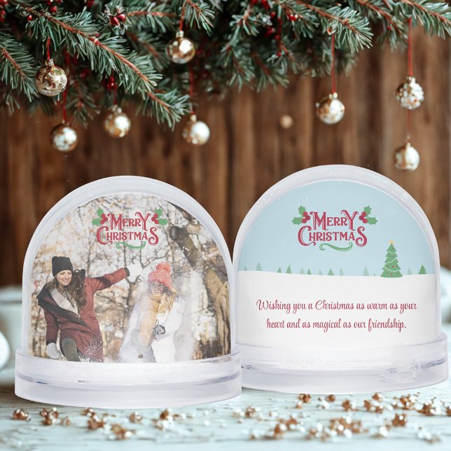 Cute christmas best friends custom photo & message snowglobe (Creator Uploaded)
