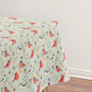 Cute Christmas Bird Pattern Holiday Design Tablecloth
