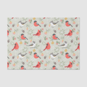 Cute Christmas Bird Pattern Holiday Design Tissue Paper
