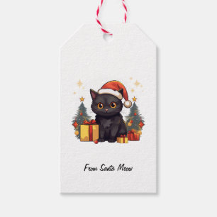 Cute Christmas Black Cat Gift Tags