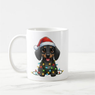 Cute Christmas Black Dachshund Mug