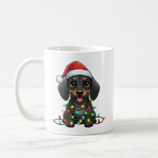 Cute Christmas Black Dachshund Mug