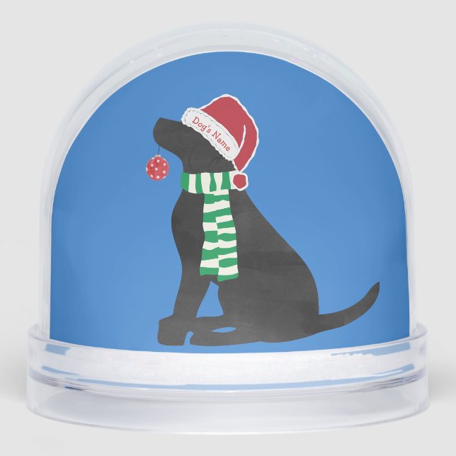 Cute Christmas Black Lab Holiday Custom Snowglobe (Front)