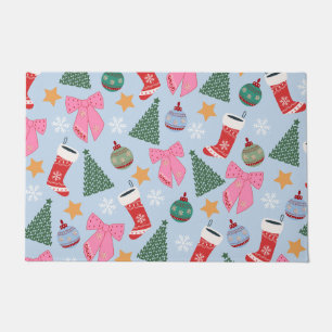 Cute Christmas Blue Doormat