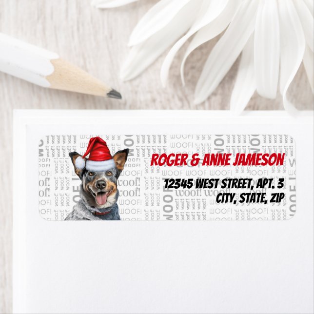 Cute Christmas Blue Heeler Dog Return Address Label (Insitu)