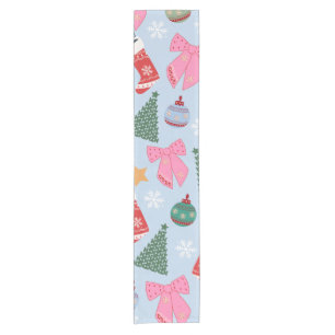 Cute Christmas Blue Short Table Runner