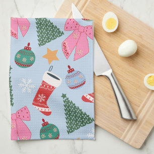 Cute Christmas Blue Tea Towel