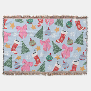 Cute Christmas Blue Throw Blanket