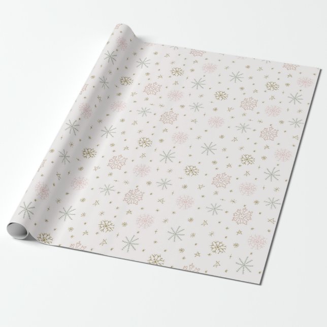 Cute Christmas Blush/Sage Wrapping Paper (Unrolled)