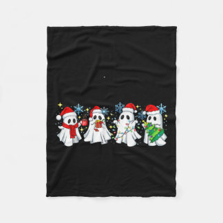 Cute Christmas Boos Pine Tree Boo Halloween Light  Fleece Blanket