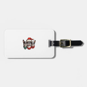 Cute Christmas Boston Terrier Dogs Santa Hat Snowf Luggage Tag