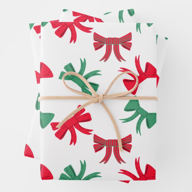 Cute Christmas Bows Wrapping Paper Sheet (In situ)