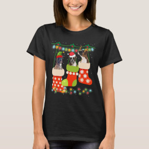 Cute Christmas Boxer In Sock Xmas Reindeer Santa E T-Shirt