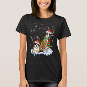 Cute Christmas Boxer Santa Hats Reindeer Dog T-Shirt