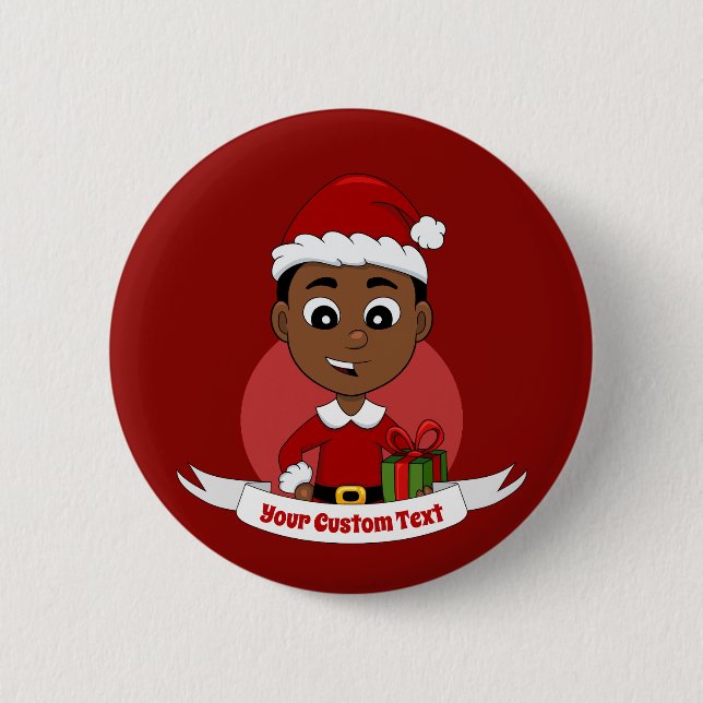 Cute Christmas boy cartoon Button (Front)
